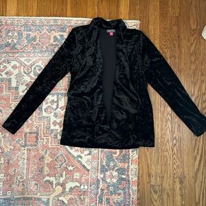 Vince Camuto Draped Open Front Crushed Velvet Cardigan Blazer Jacket - Stretch!